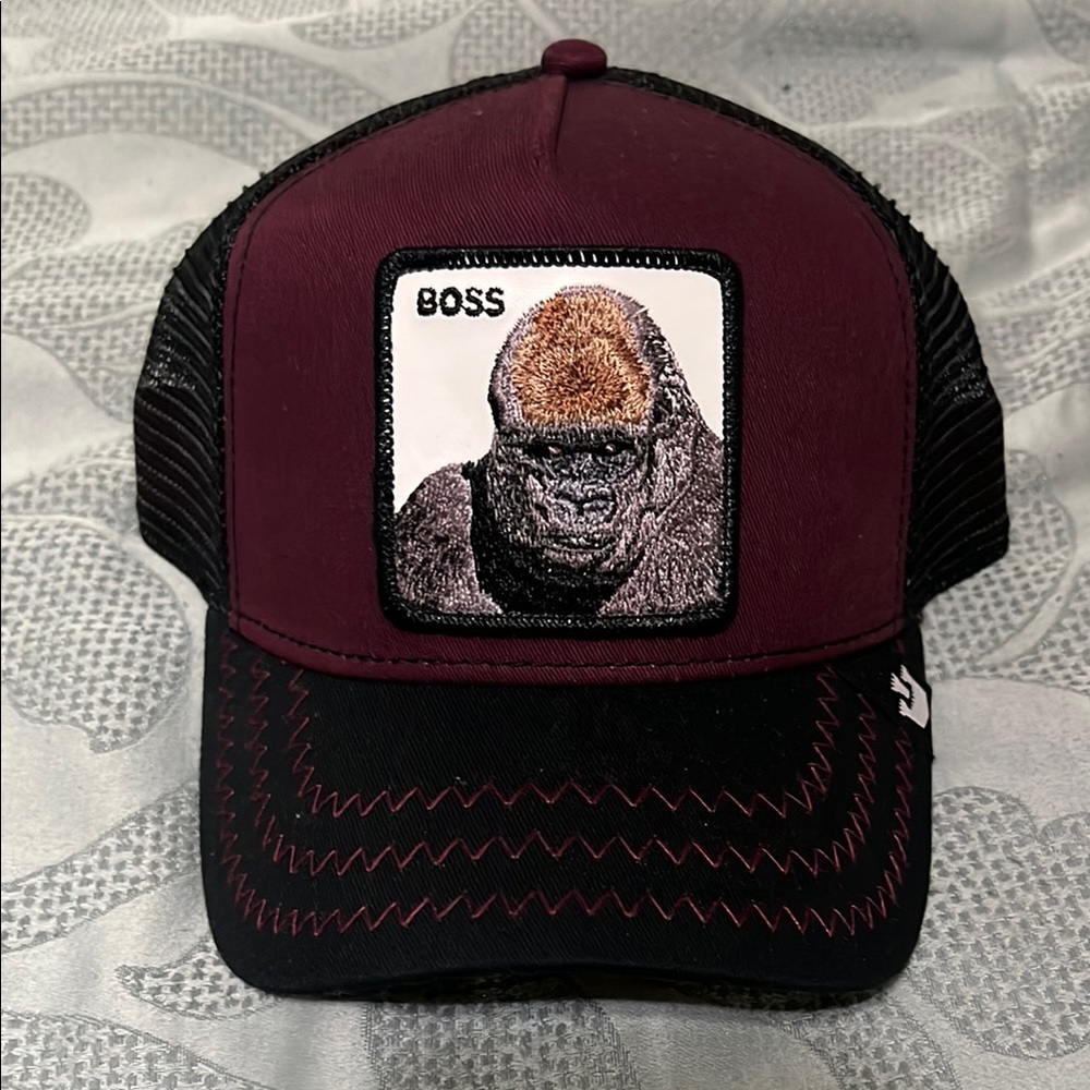 Goorin Bros Red and Black Trucker Hat with Patch